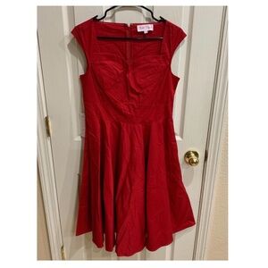 New Women’s Belle Poque Rockabilly Pinup 50's Fit & Flare Red Dress Size Medium